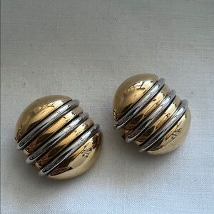 Vintage Nina Ricci Gold and Silver Women's Earrings